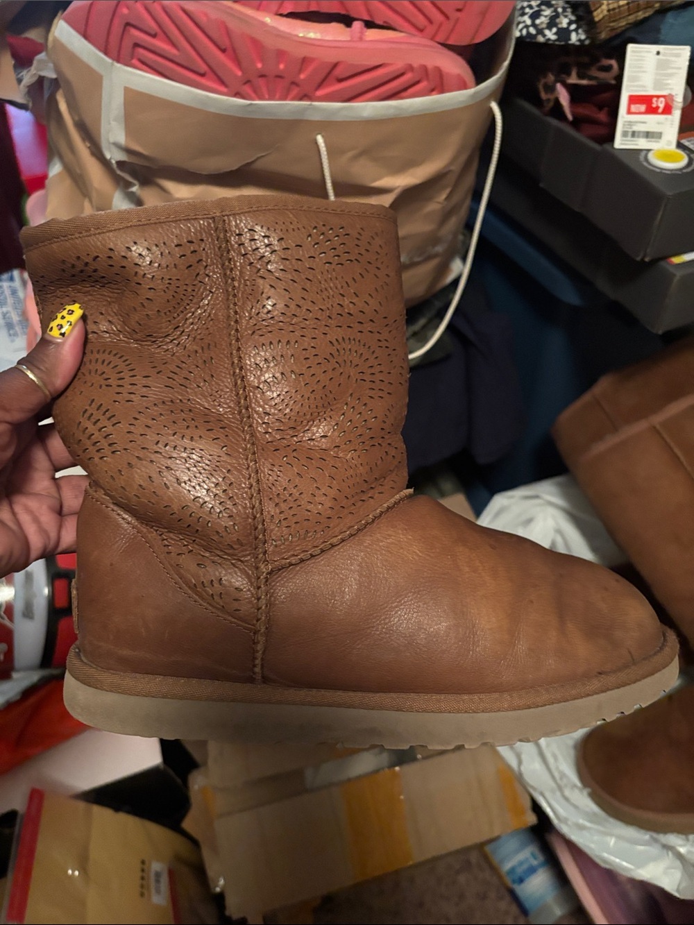 Ugg Tan Perforated Short Shearling Boot